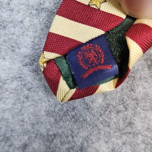 Tommy Hilfiger Necktie Yellow Geometric Crest‎ & Star Print 100% Silk 4x58 FLAWS - Picture 3 of 13